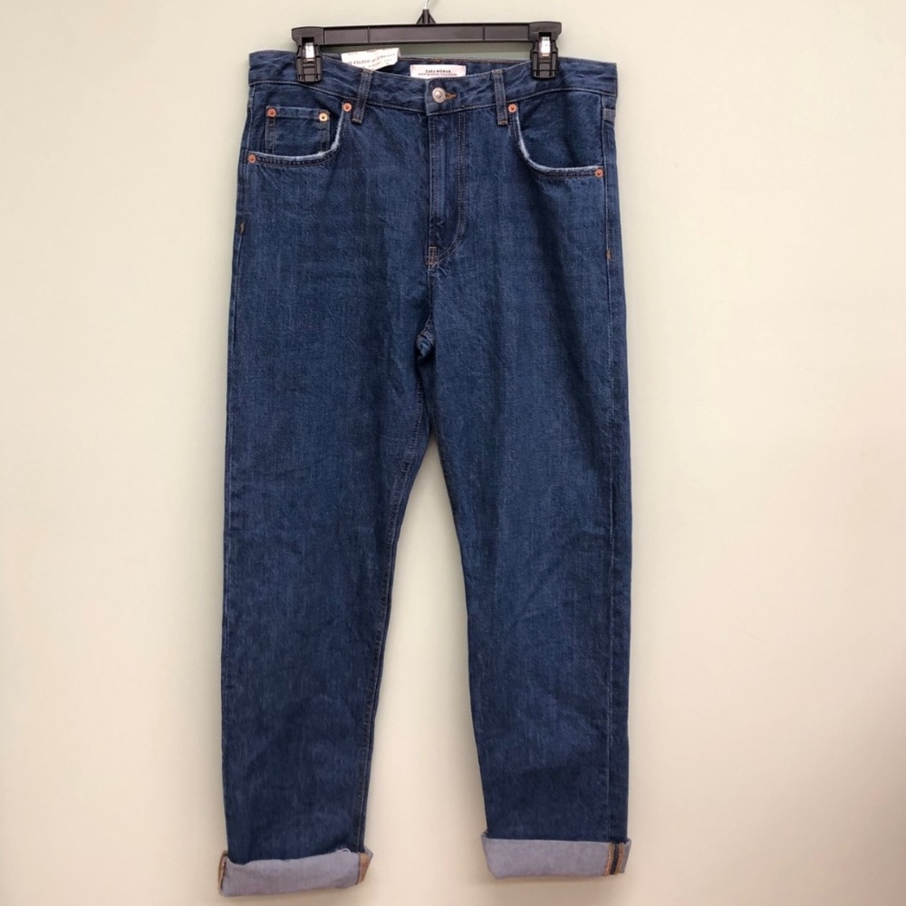 Zara | Women's Straight leg Jeans | Style: Folded Up Jeans | Blue | Size 8